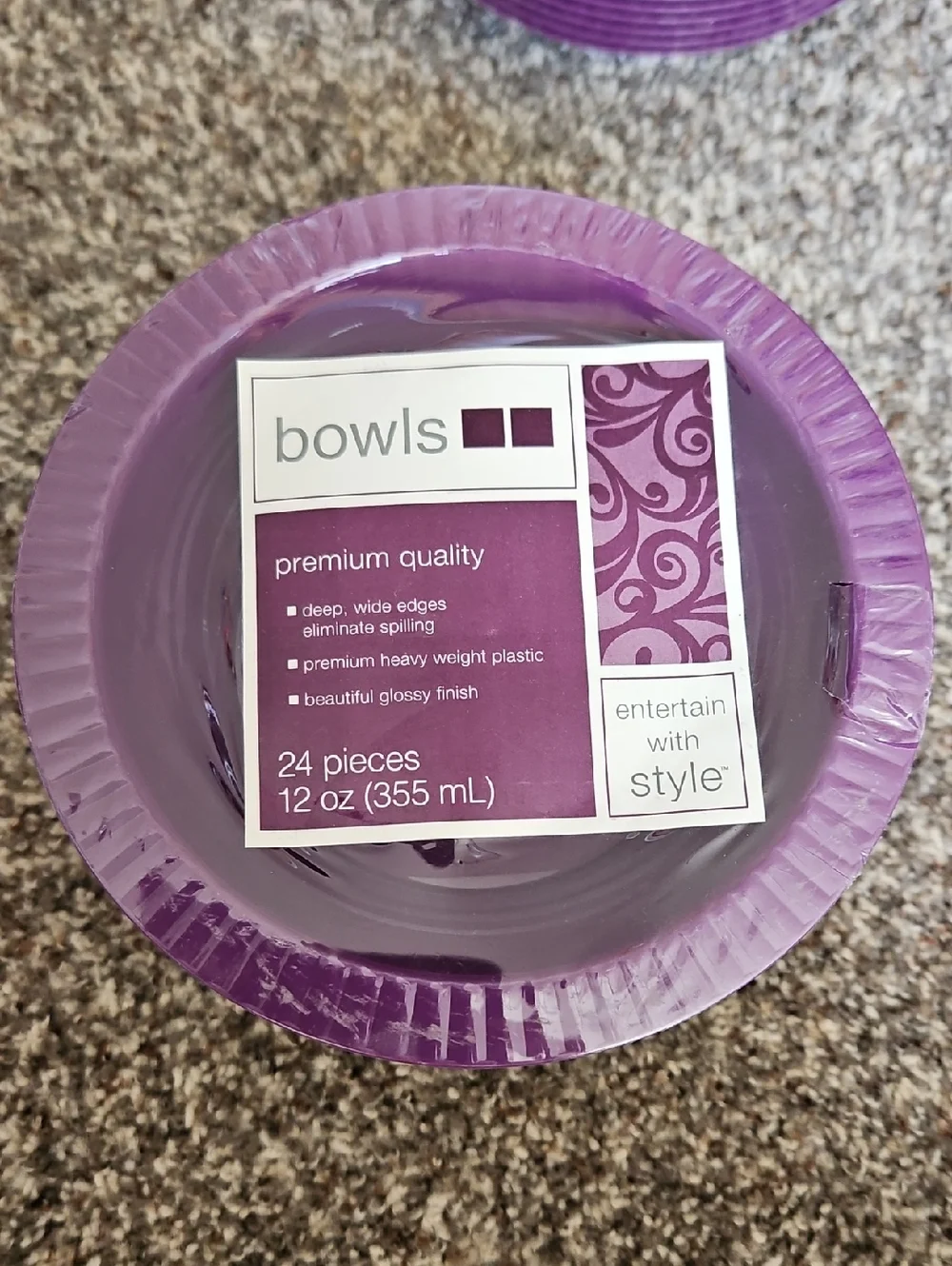 48 Premium Purple 12 Oz Party Bowls - Two 24 Packs (48 Bowls Total)